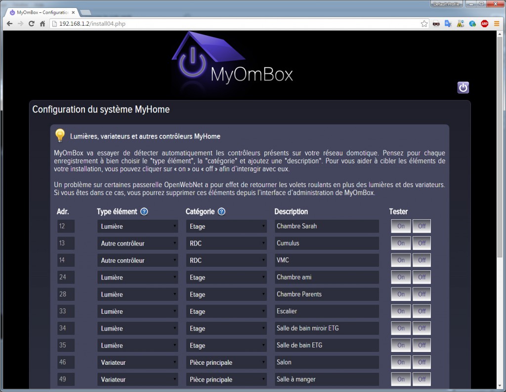 listage automatique des lumières connectés avec MyOmBox